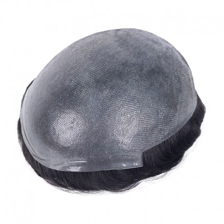 Single-Knotted 0.08mm Full Skin|8''X10'' Indian Remy Hair 1B Color|30mm Body Wave|100% Density|6'' Long