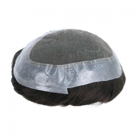 Lace Middle + 1'' Skin on perimeter|6.3''X9.4'' Indian Remy Hair 2 Color|30mm Body Wave|130% Density|6'' Long