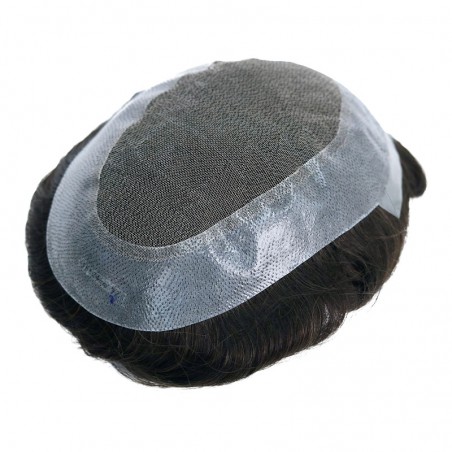 Lace Middle + 1'' Skin on perimeter|6.3''X9.4'' Indian Remy Hair 2 Color|30mm Body Wave|130% Density|6'' Long