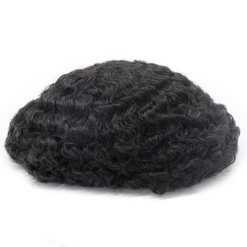 Oscar Schwarze Haarstücke mit 12mm Locken für Männer | LaVividHair